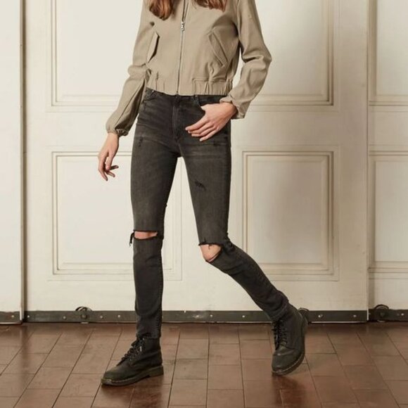 Boyish Sz 26 Women's Black Touch of Evil The Zachary Jeans Distressed Skinny - Picture 1 of 15